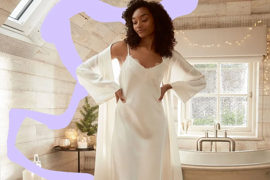 Contrast Lace Night Slip Dress for Elegant Nightwear