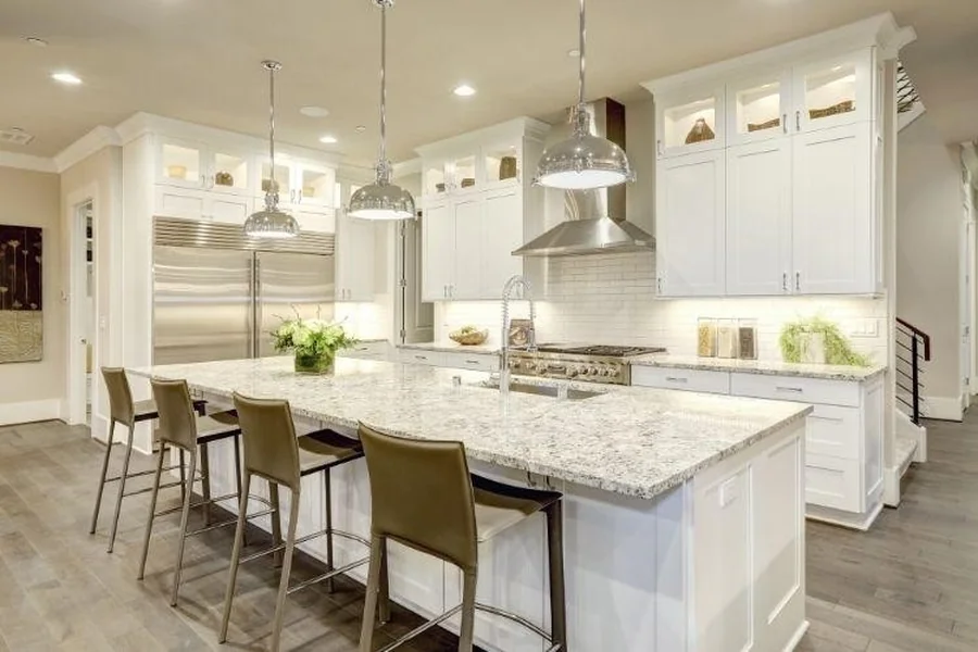 White kitchen design in new luxurious home